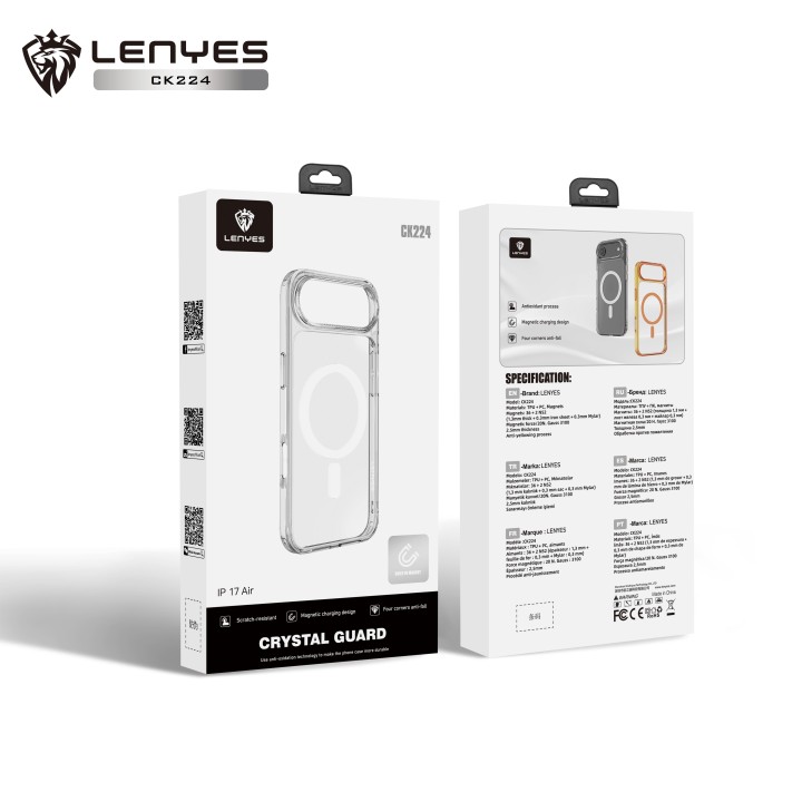 Funda Lenyes CK224: Transparencia Anti-Amarilleo con MagSafe Ultra Potente