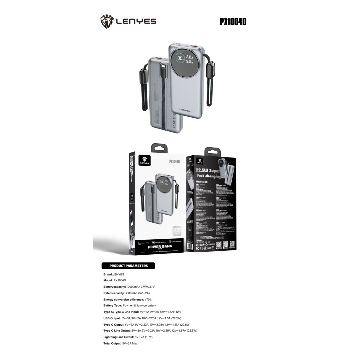 Power Bank Lenyes PX1004D – 10000mAh