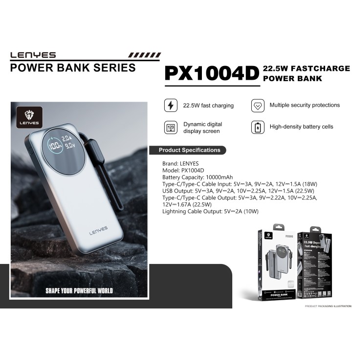 Power Bank Lenyes PX1004D – 10000mAh