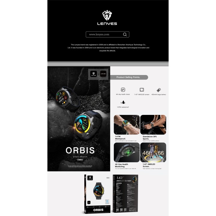 Reloj inteligente Lenyes ORBIS Negro – Pantalla 1.43" AMOLED 1000