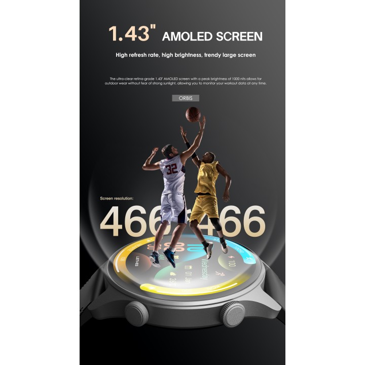 Reloj inteligente Lenyes ORBIS Negro – Pantalla 1.43" AMOLED 1000