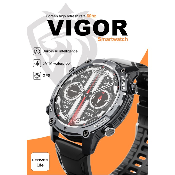 Reloj inteligente Lenyes VIGOR Pro Negro – 550mAh y Ecosistema AI