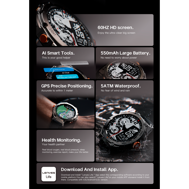 Reloj inteligente Lenyes VITA Negro – Titanium
