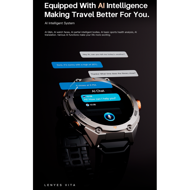 Reloj inteligente Lenyes VITA Negro – Titanium