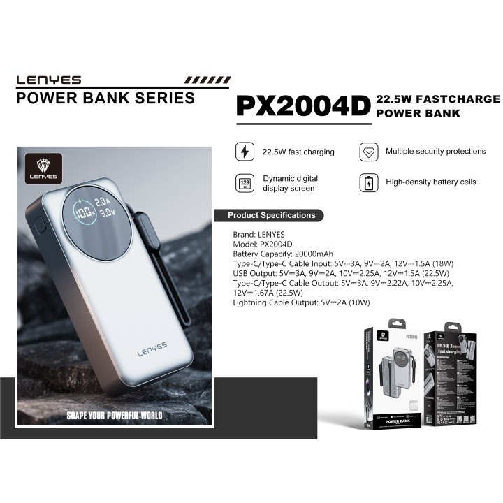 Power Bank Lenyes PX2004D – 20000mAh