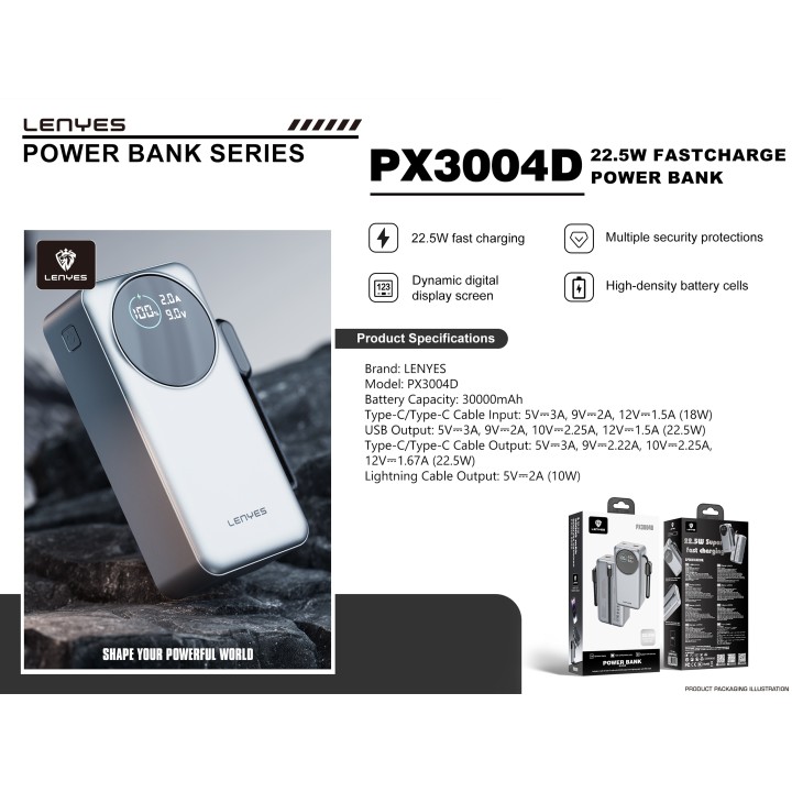 Power Bank Lenyes PX3004D – 30000mAh