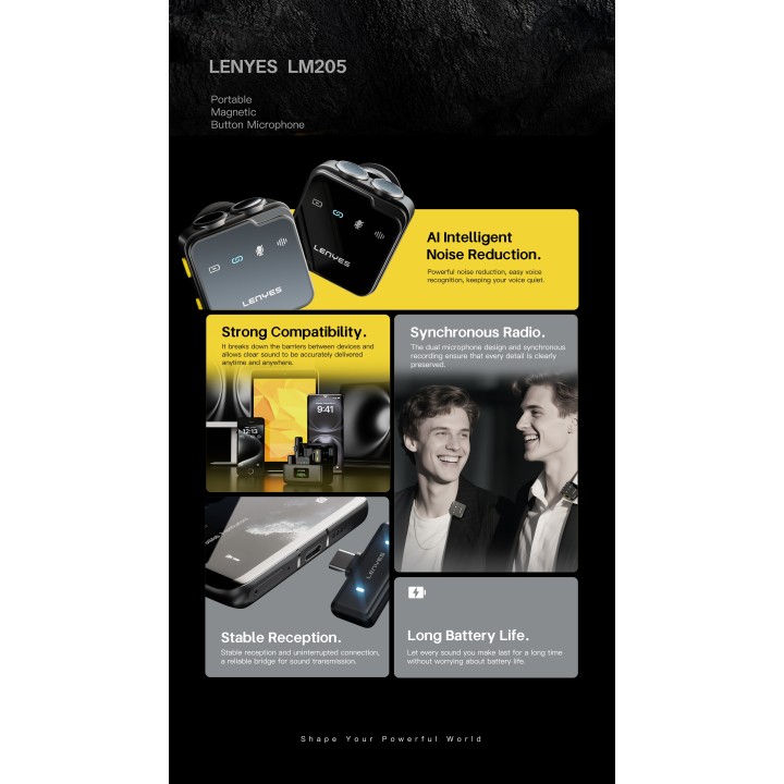 Micrófono Lenyes LM205 Negro – Dual Wireless