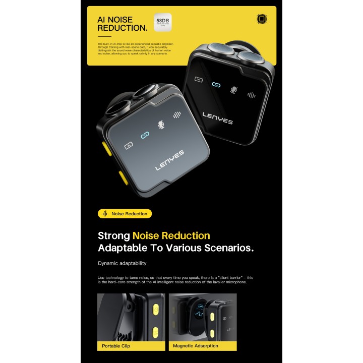 Micrófono Lenyes LM205 Negro – Dual Wireless