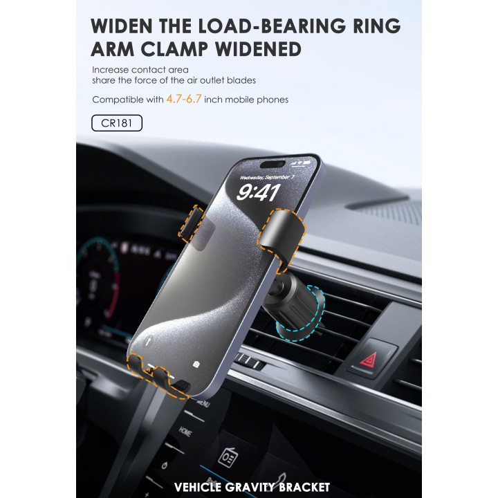 Soporte de Coche Lenyes CR181 – Gravedad Automática para Rejilla