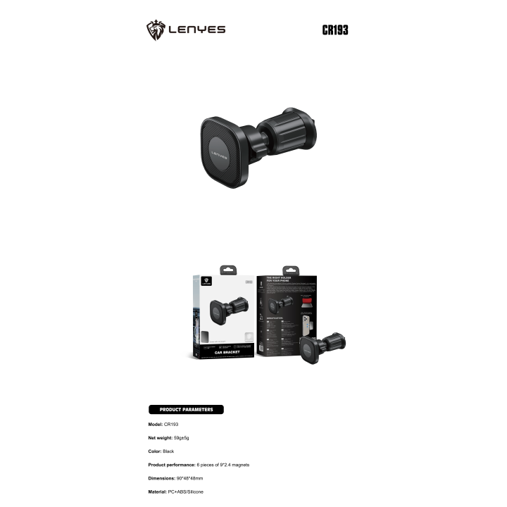 Soporte Magnético Lenyes CR193 – Agarre Ultra Fuerte 6 Imanes
