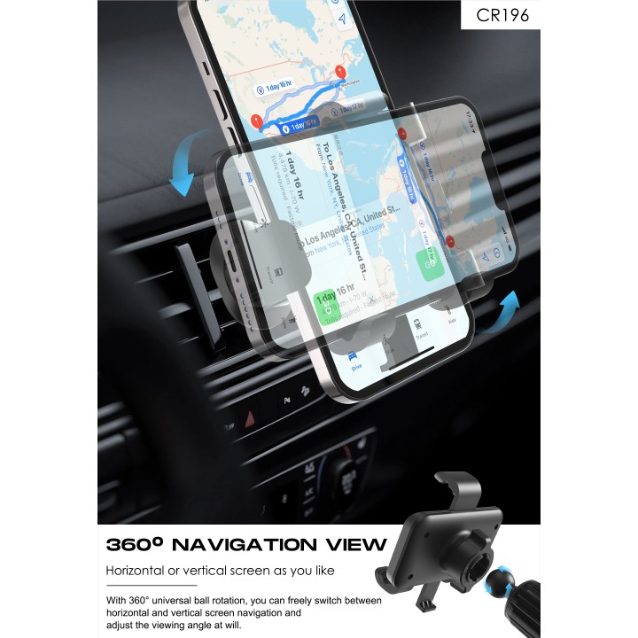 Soporte de Coche Lenyes CR196 – Bloqueo de Gravedad Triple Agarre