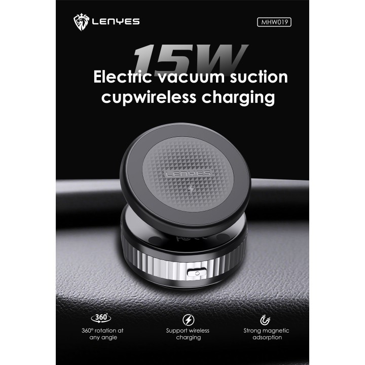 Soporte Lenyes MHW019 – Carga Inalámbrica 15W y Ventosa de Vacío