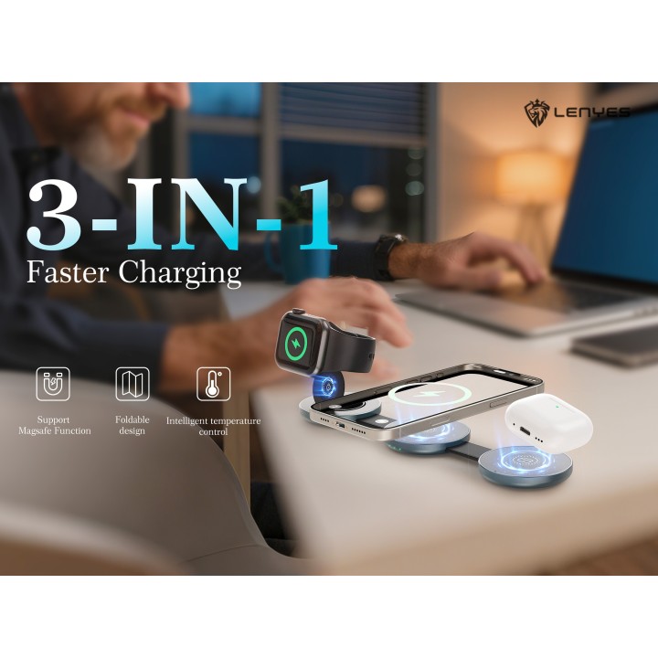 Cargador Inalámbrico Lenyes PW330 – 15W MagSafe Compatible