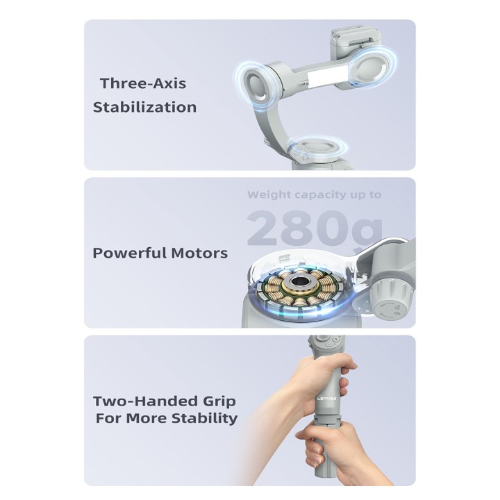 Estabilizador Gimbal Lenyes LPH105 – 3 Ejes con Luz de Relleno