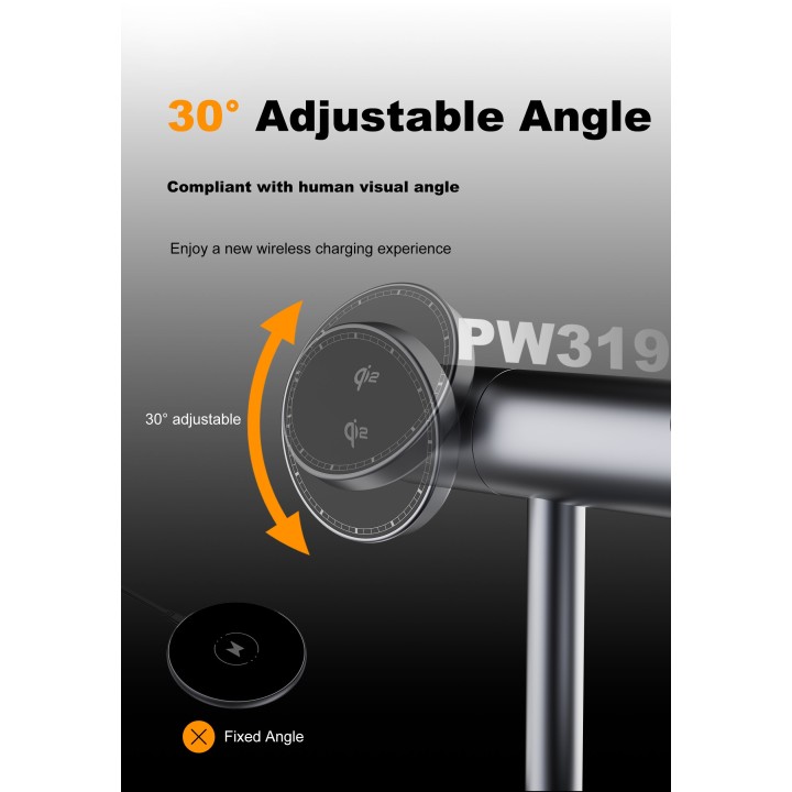 Cargador Inalámbrico Lenyes PW319 Q12 – Certificación QI2 15W