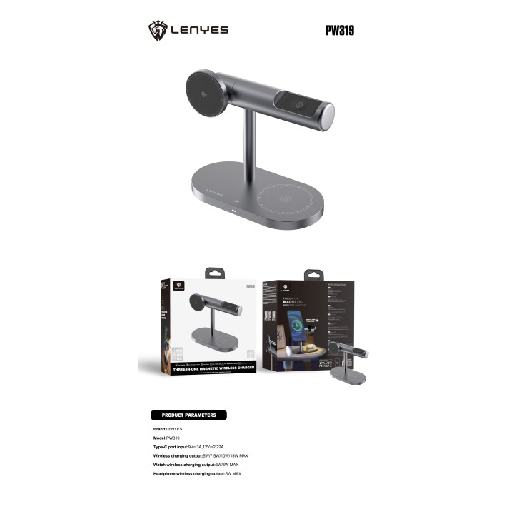 Cargador Inalámbrico Lenyes PW319 Q12 – Certificación QI2 15W