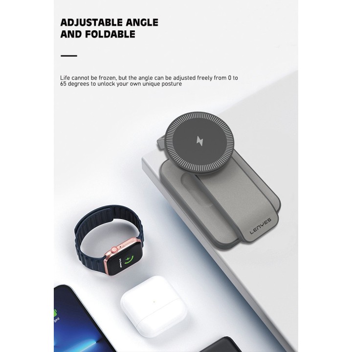 Cargador Inalámbrico Lenyes PW313 Gris – 15W Fast Charge