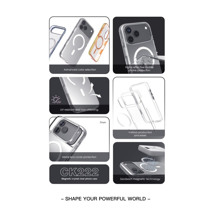 Lenyes CK222 al por Mayor - Funda Transparente MagSafe Reforzada | WePhone