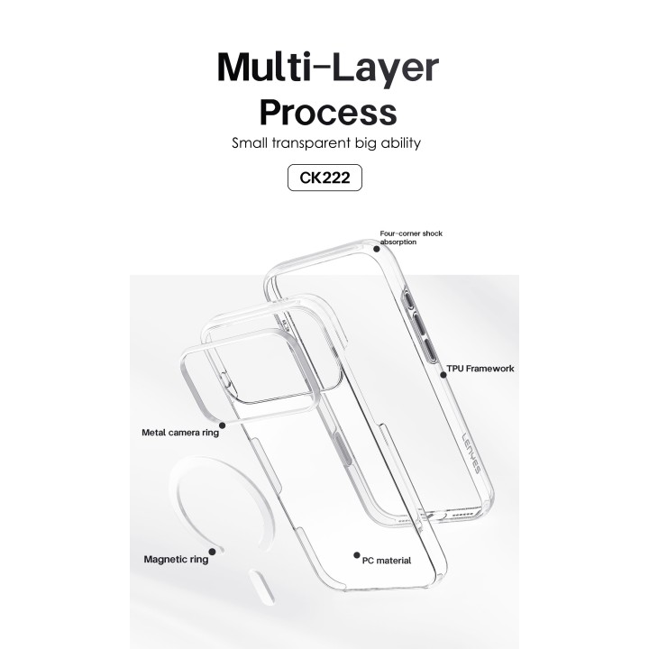 Lenyes CK222 al por Mayor - Funda Transparente MagSafe Reforzada | WePhone