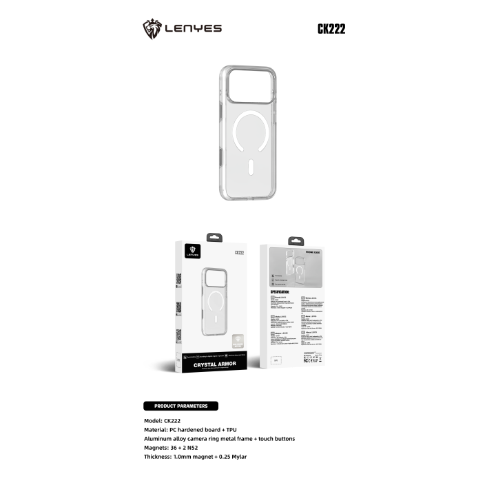 Lenyes CK222 al por Mayor - Funda Transparente MagSafe Reforzada | WePhone