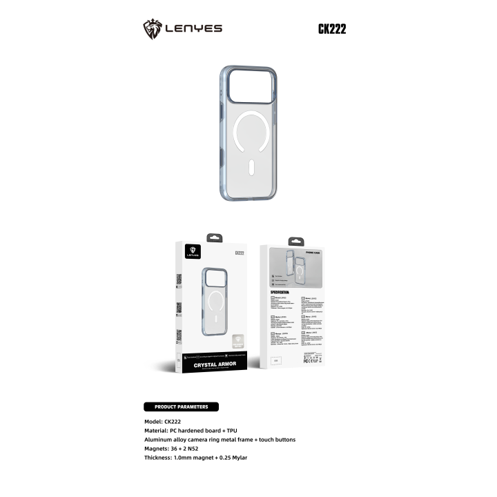 Lenyes CK222 al por Mayor - Funda Transparente MagSafe Reforzada | WePhone