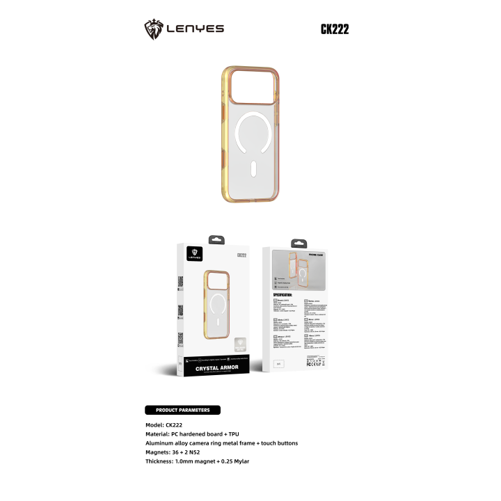 Lenyes CK222 al por Mayor - Funda Transparente MagSafe Reforzada | WePhone
