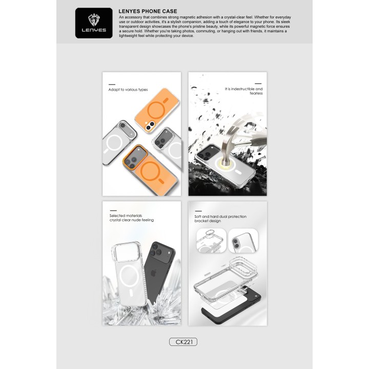 Lenyes CK221 al por Mayor - Funda Transparente con Soporte Cámara | WePhone