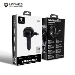 Charger of car Lenyes CA59 – 60w with cable USB-C retractil