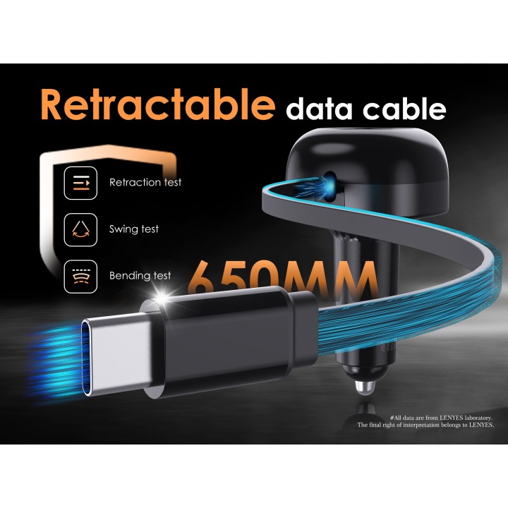 Cargador de Coche Lenyes CA59 – 60W con Cable USB-C Retractil