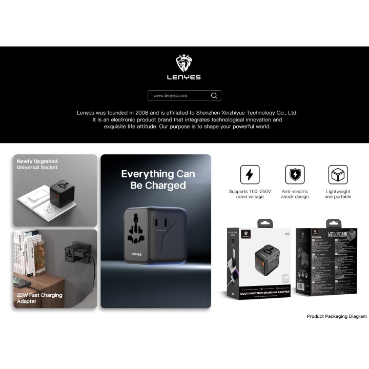 Adaptador Lenyes LCH31 – Viaje de 25W GaN III