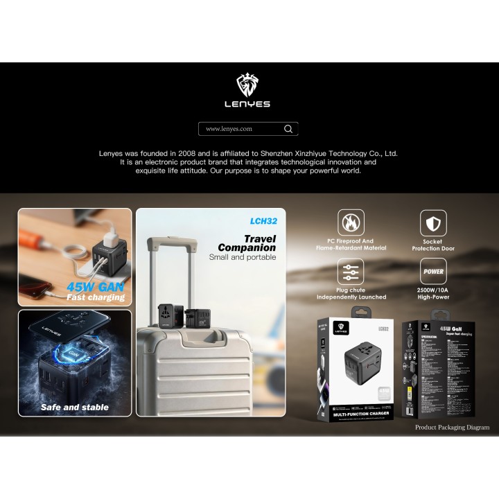 Adaptador Lenyes LCH32 – Viaje 45W GaN III