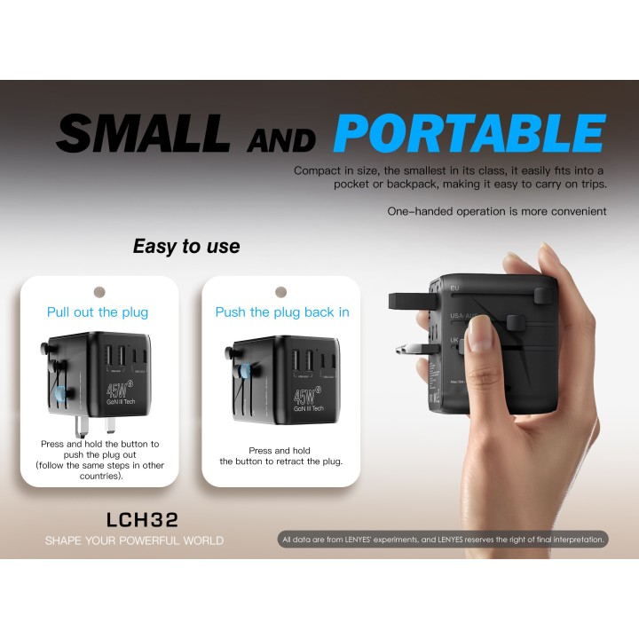 Adaptador Lenyes LCH32 – Viaje 45W GaN III
