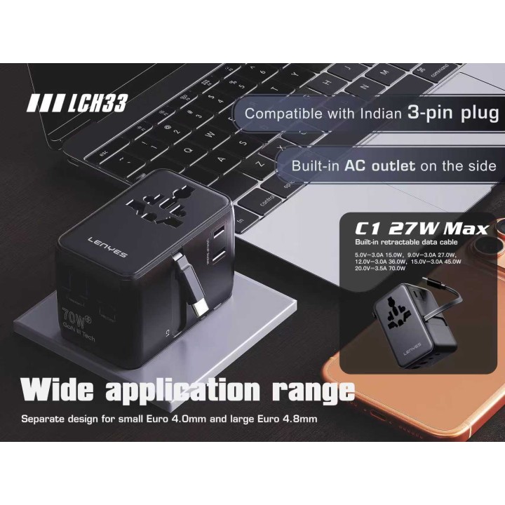 Adaptador Lenyes LCH33 – Viaje 70W GaN II