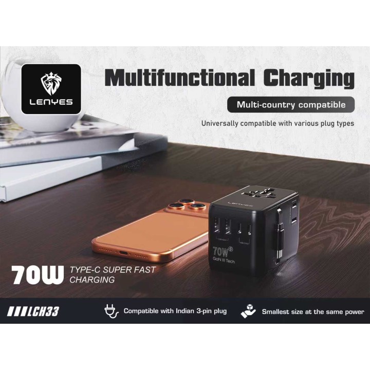 Adaptador Lenyes LCH33 – Viaje 70W GaN II