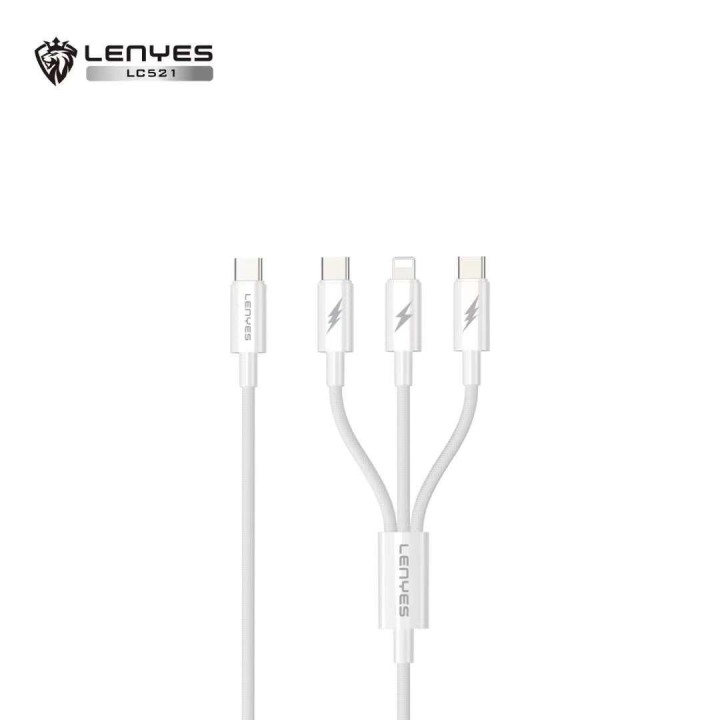 Cable Lenyes LC521 – USB-C a USB-C 60W y Lightning 27W