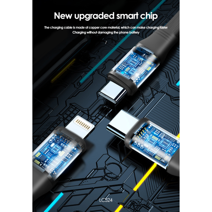 Cable Lenyes LC524 – USB-C 60W y Lightning 27W