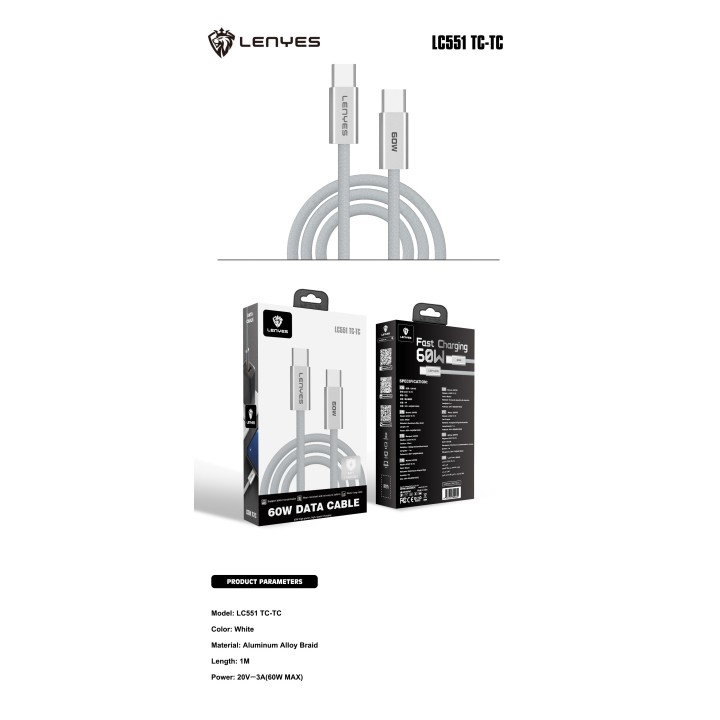 Cable Lenyes LC551-TipoC-TipoC – USB-C a USB-C LC551