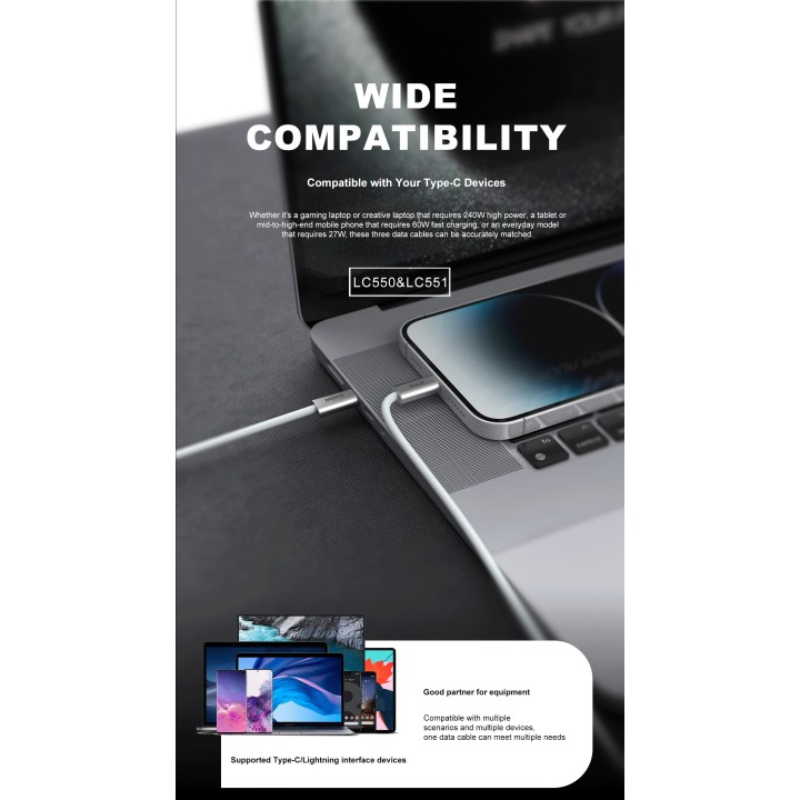 Cable Lenyes LC551-TipoC-Lightning – USB-C a Lightning LC551