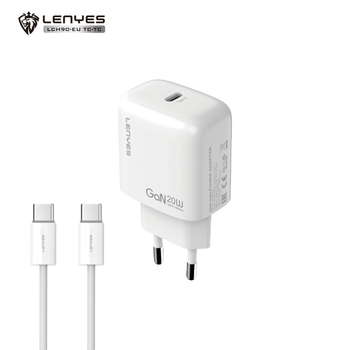Cargador Lenyes LCH90+Cable TipoC-TipoC – LCH90 GaN 20W con Cable