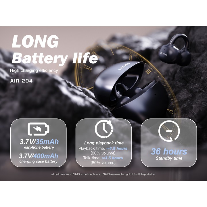 Auriculares Open-Ear Lenyes Air 204 Negro – Bluetooth 6.0