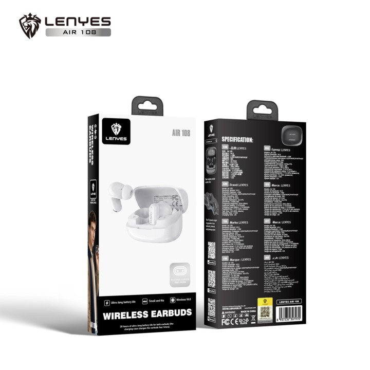 Auriculares Inalámbricos Lenyes Air108 White – TWS Bluetooth V6.0