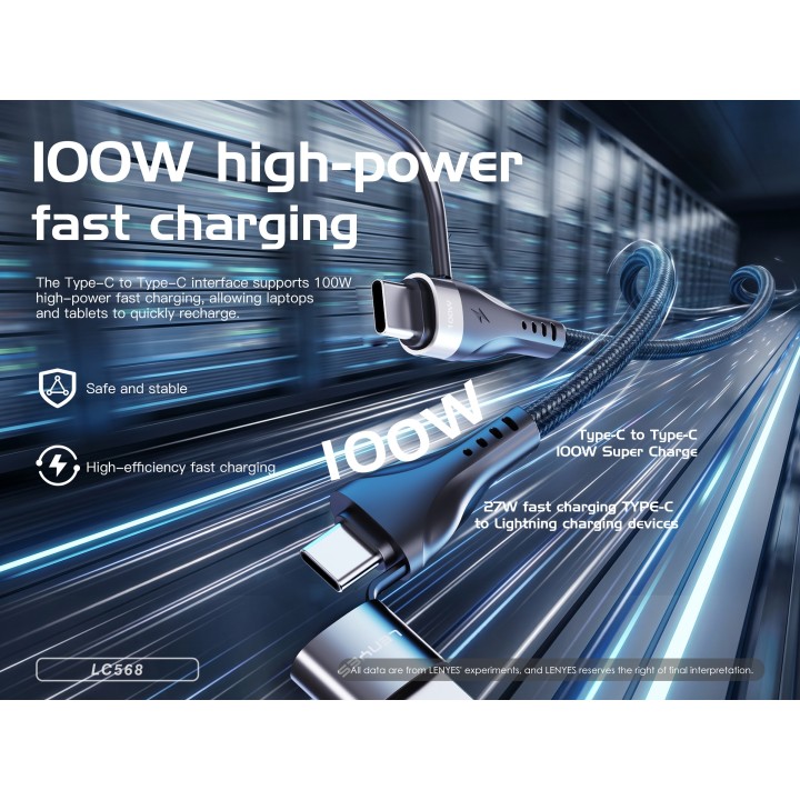 Cable Lenyes LC568 – 100W PD Super Fast Charge