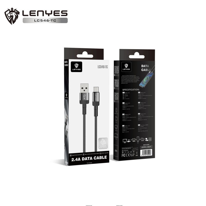 Cable Lenyes LC546-TC – USB-A a Tipo-C 12W 2.4A - 1 Metro Trenzado