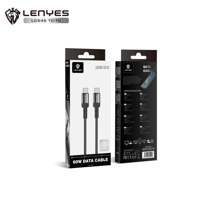 Cable Lenyes LC546 TC-TC – USB-C a USB-C 60W PD - 1 Metro Trenzado
