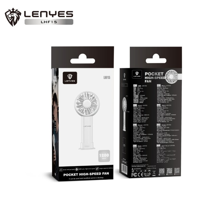 Mini Ventilador de Bolsillo Lenyes LHF15 | 6000 RPM | Ultra Ligero 100g | 3 Velocidades | Uso Dual