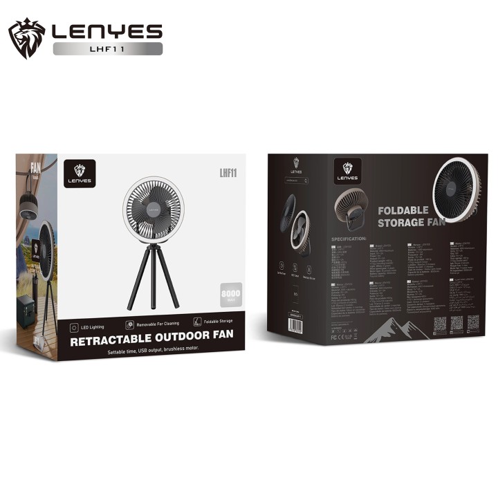 Ventilador Multifunción de Camping Lenyes LHF11 | Batería 8000mAh (Powerbank) | Trípode Telescópico | Luz LED