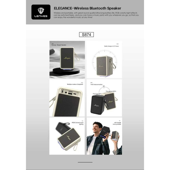 Altavoz Bluetooth Lenyes S874 Elegance Blanco – V5.3 15W