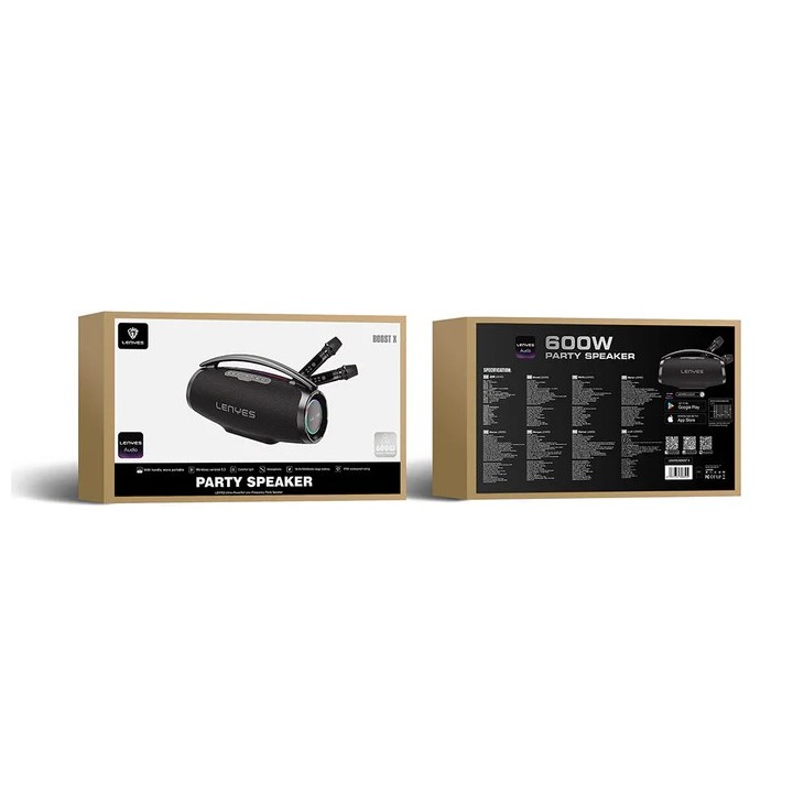 Altavoz Bluetooth Party Lenyes BOOST X | 600W Peak Power | Batería 45000mAh | 2 Micrófonos UHF | Carga Rápida PD 60W | IPX6