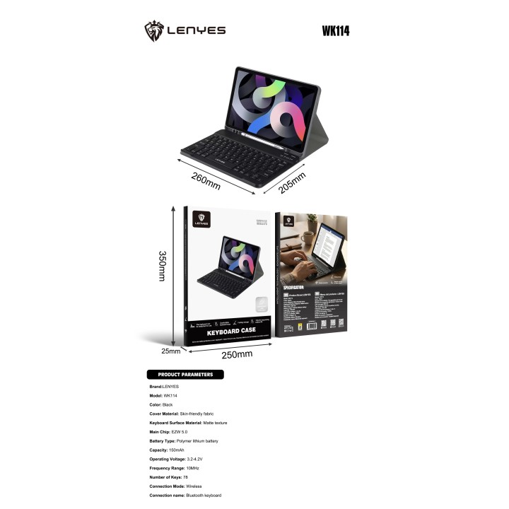 Funda con Teclado Inalámbrico Lenyes WK114 – para iPad Pro 13" 2024