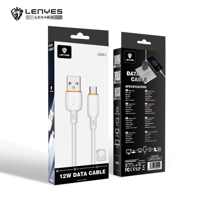 Lenyes LC548V Cable de Datos y Carga al por Mayor (USB-A a Micro USB) | 1 Metro | Silicona Flexible  | 12W (5V/2.4A)